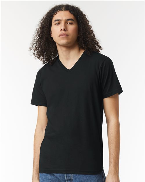 Unisex CVC Polyester V-Neck T-Shirt