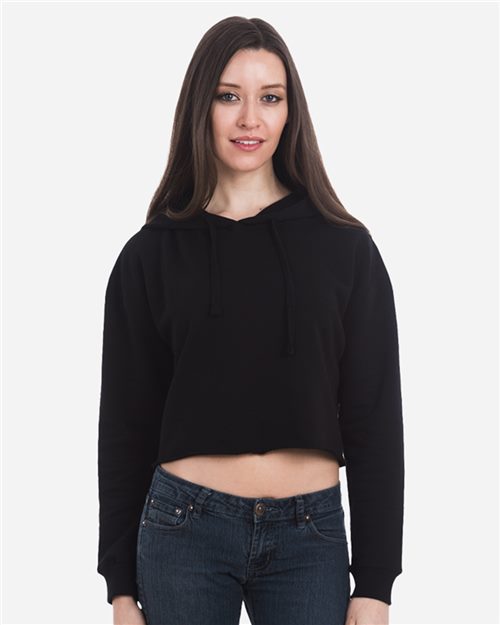 Ladies Lightweight Blended Cropped Pocket Hoodie