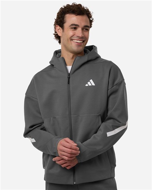Unisex Blended Polyester Pocket Full-Zip Hoodie