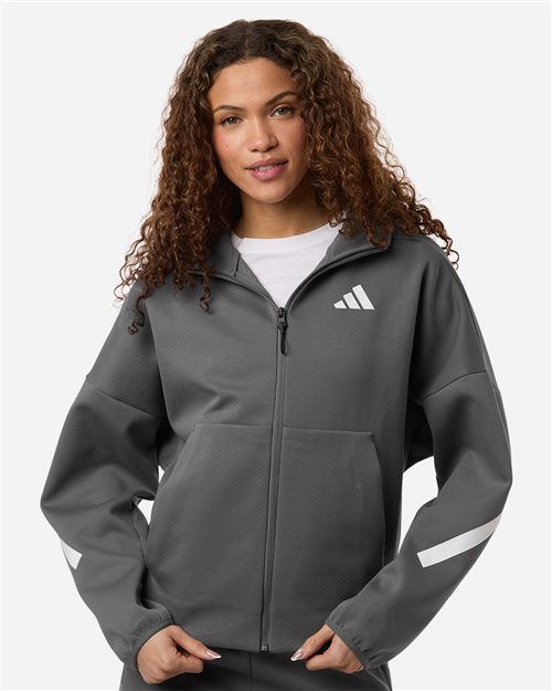 Ladies Blended Polyester Pocket Full-Zip Hoodie
