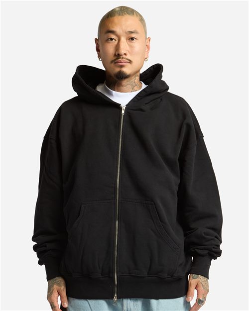 Unisex Heavyweight Cotton Garment-Dyed Pocket Full-Zip Hoodie