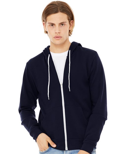 Unisex Lightweight Cotton Fleece Pocket Full-Zip Hoodie
