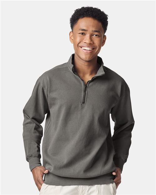 Unisex Blended Garment-Dyed Quarter-Zip Pullover