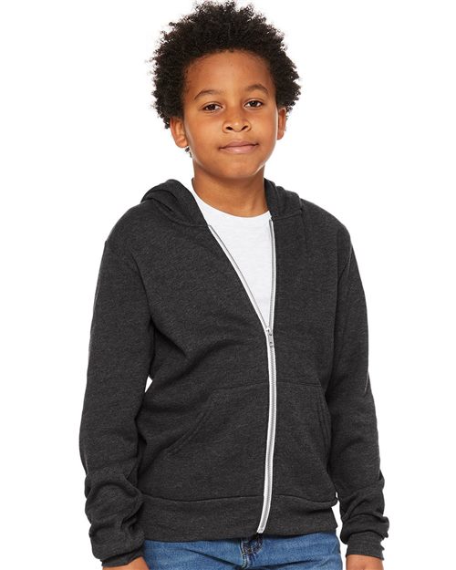 Youth Lightweight Cotton Sponge Fleece Pocket Full-Zip Hoodie